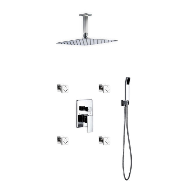 KubeBath Aqua Piazza Brass Shower Set with 12