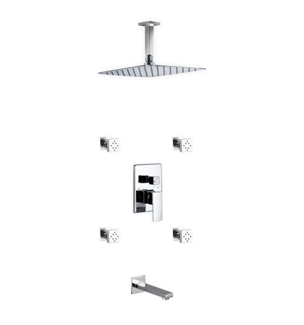 KubeBath Aqua Piazza Brass Shower Set with 12