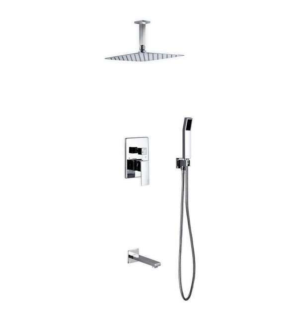 KubeBath Aqua Piazza Brass Shower Set with 12