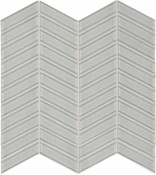 Anatolia Chevron Element Dark Colors Glass Mosaic, MIST