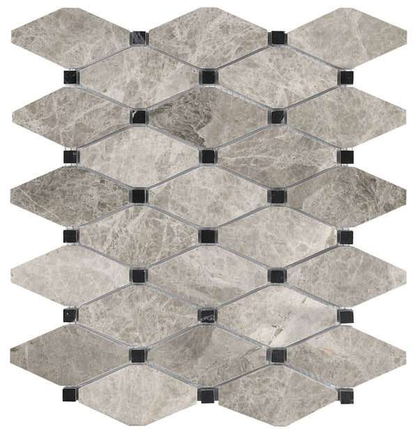 Anatolia Clipped Diamond Phantasie Gray Polished Marble Mosaic
