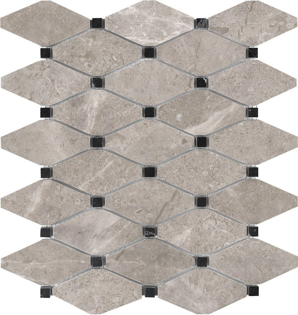 Anatolia Clipped Diamond Ritz Gray Honed Marble Mosaic