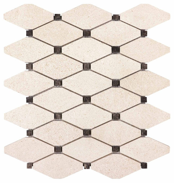 Anatolia Clipped Diamond Serene Ivory Polished Limestone Mosaic