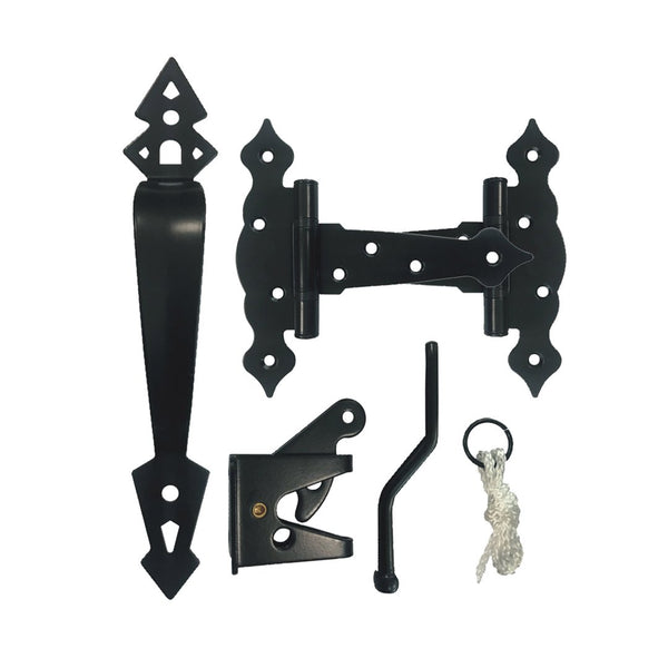 Nuvo Iron Black Galvanized Steel Heavy Duty Decorative Gate Combo Kit 