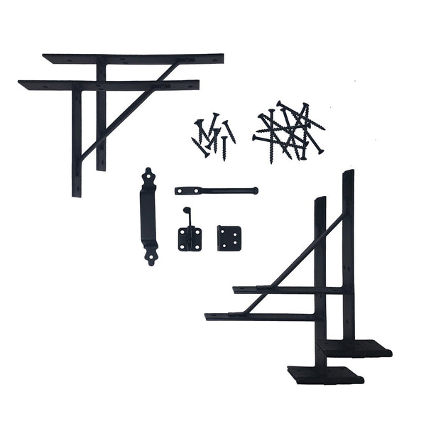 Nuvo Iron Black Galvanized Steel Heavy Duty Gate Corner Frame Brace and Hardware Kit 