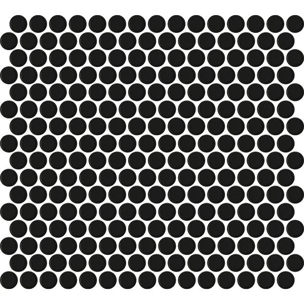 Centura Penny Round Glazed Porcelain Mosaic 3/4X3/4 inch in 12X12 inch sheet Matte | Colour: Black ( 20 Sheet/Box)
