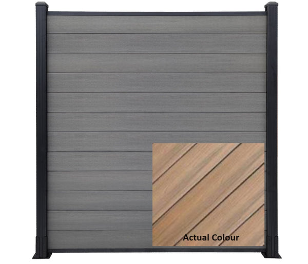 DexEra Horizontal Fence Full Set 6.07 ft x 6.09 ft - Golden Teak