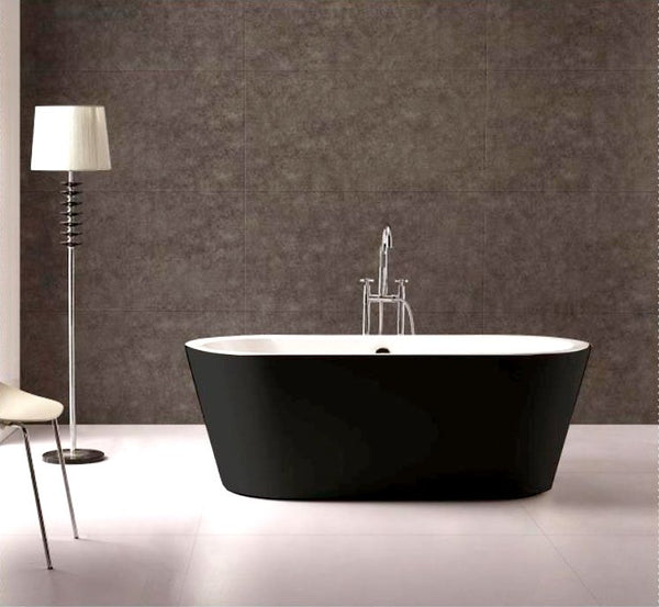 KubeBath Ovale 59'' White Free Standing Bathtub - Black 