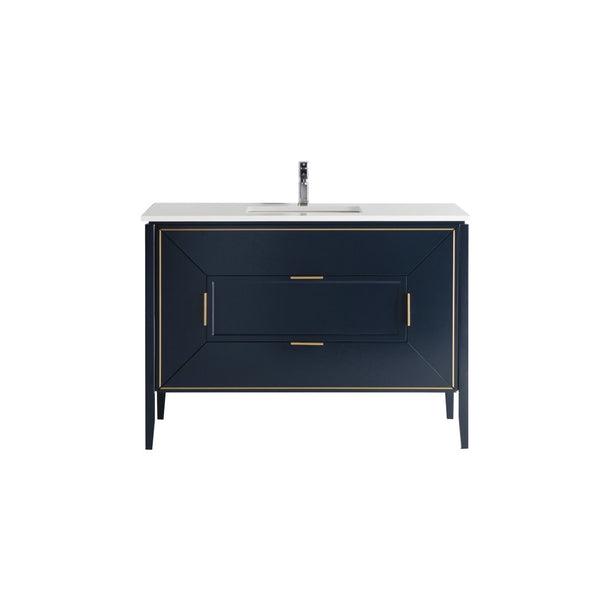 KubeBath Vetro 48'' Gloss Blue Vanity W/ Quartz Counter Top (Back Splash Free)