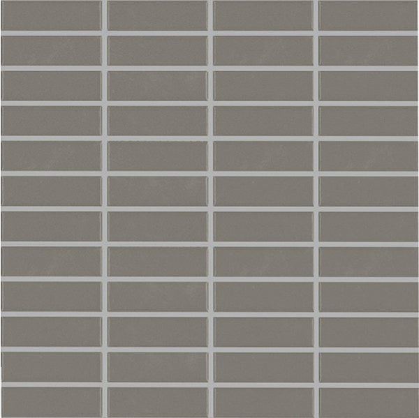 Centura Basic Glazed Mosaic 1X3 inch in 12X12 inch sheet for Shower or Backsplash | Colour: Bronze Grey ( 20 Sheet/Box)