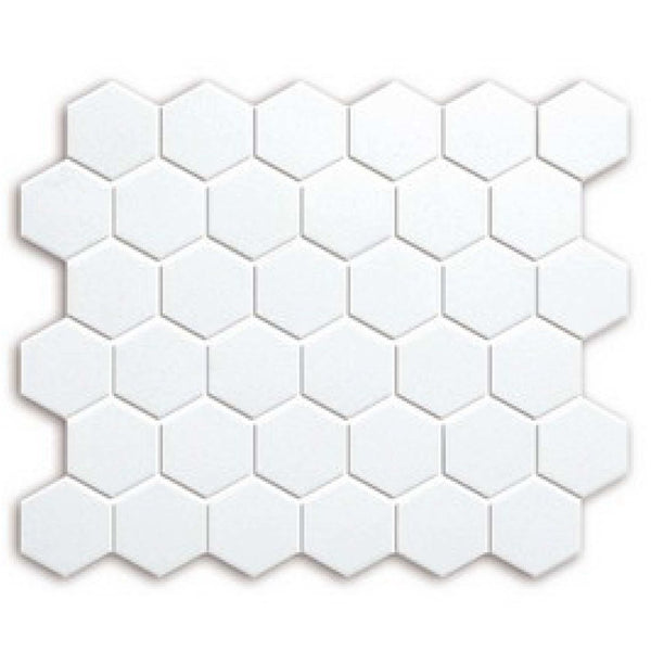 Centura Bee Box Glazed Hexagon Mosaic 2X2 inch in 12X12 inch sheet for Shower or Backsplash | Colour: White