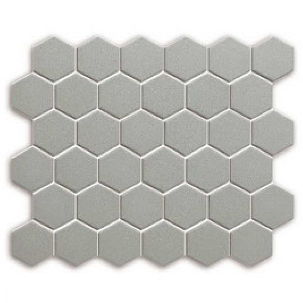 Centura Bee Box Glazed Hexagon Mosaic 2X2 inch in 12X12 inch sheet for Shower or Backsplash | Colour: Grey