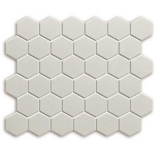 Centura Bee Box Glazed Hexagon Mosaic 2X2 inch in 12X12 inch sheet for Shower or Backsplash | Colour: Light Grey