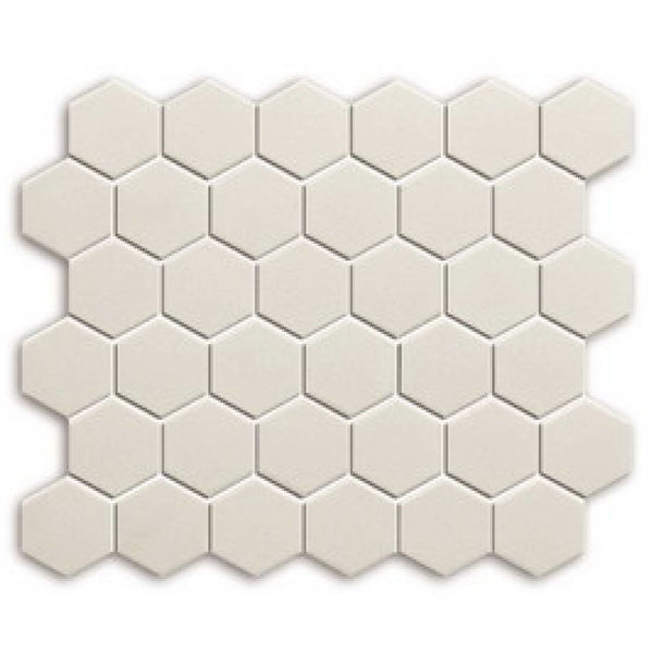 Centura Bee Box Glazed Hexagon Mosaic 2X2 inch in 12X12 inch sheet for Shower or Backsplash | Colour: Off White
