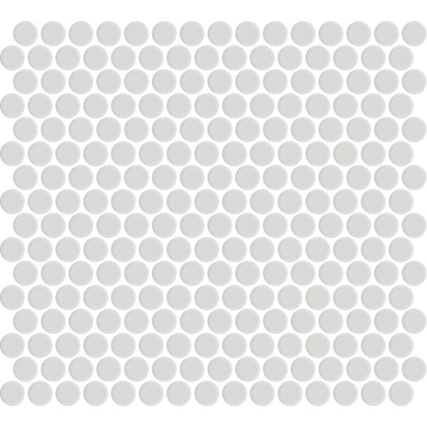 Centura Penny Round Glazed Porcelain Mosaic 3/4X3/4 inch in 12X12 inch sheet Glossy | Colour: Light Grey ( 20 Sheet/Box)