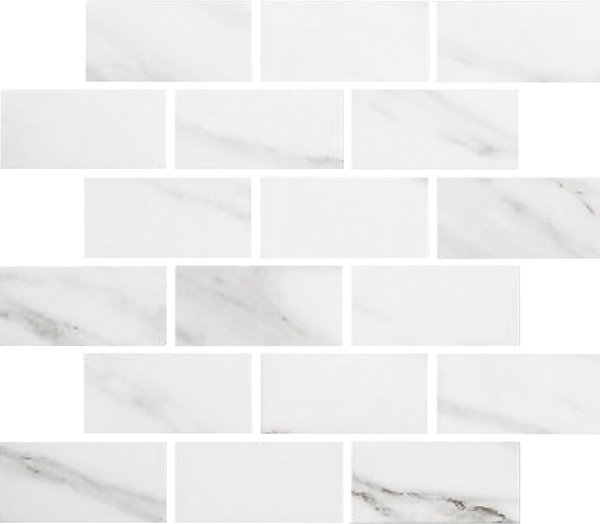 Centura Marble InkJet  2X4 inch Brickbond Glazed Mosaic Calacatta