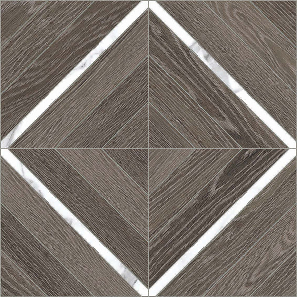 Anatolia Marquetry Aspen Matte Glazed Porcelain Mosaic, SEQUOIA WITH STATUARIO