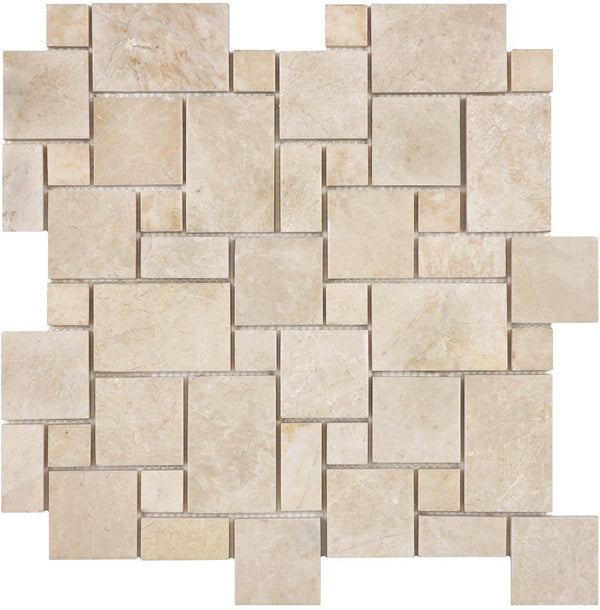 Anatolia Mini Versailles Allure Crema Honed Marble Mosaic