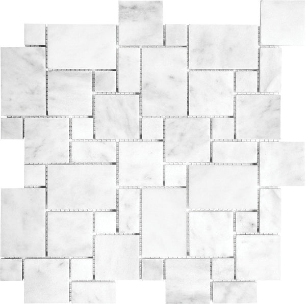 Anatolia Mini Versailles Bianco Venatino Honed Marble Mosaic
