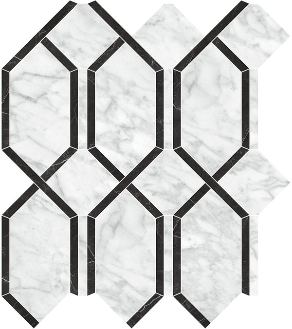 Anatolia Modella La Marca Polished Glazed Porcelain Mosaic, CARRARA
