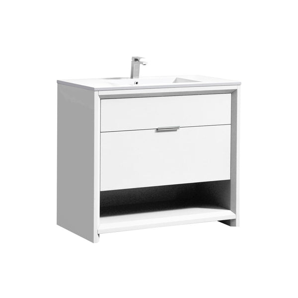 KubeBath NUDO 36″ Modern bathroom Vanity in Gloss White Finish