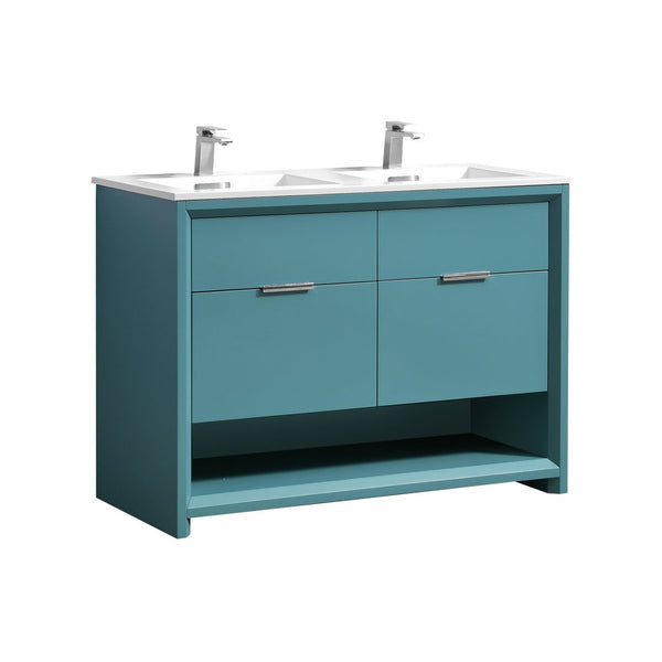KubeBath NUDO 48″ Double Sink Modern bathroom Vanity in Teal Green Finish