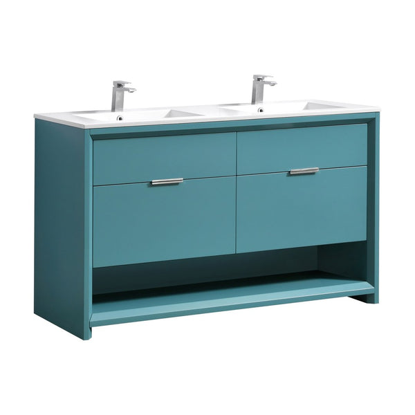 KubeBath NUDO 60″ Double Sink Modern bathroom Vanity in Teal Green Finish
