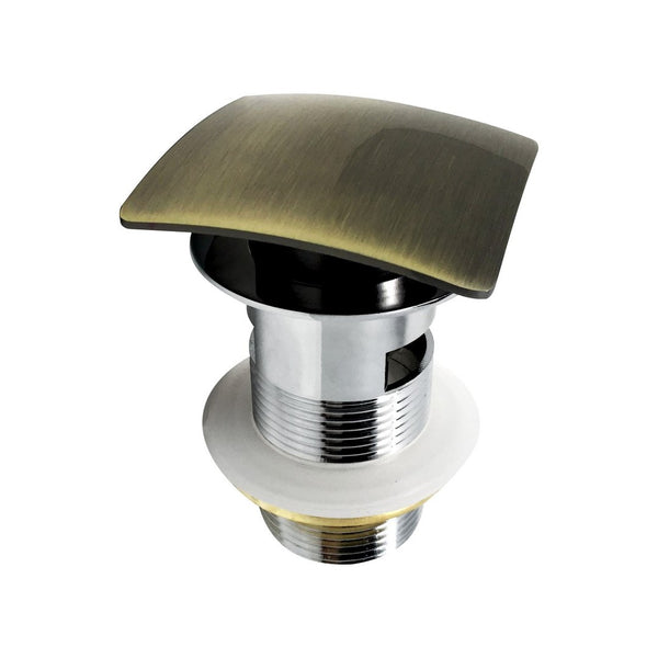 KubeBath Solid Brass Construction Square Pop-Up Drain With Overflow - Bronze