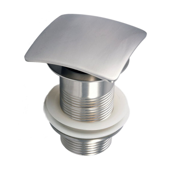 KubeBath Solid Brass Construction Square Pop-Up Drain NO Overflow - Brushed Nickel