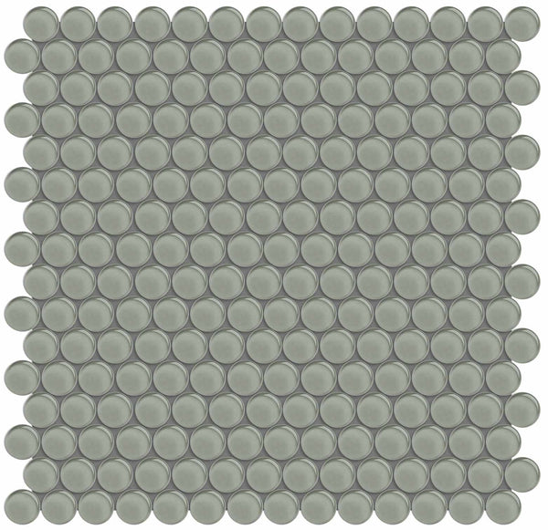 Anatolia Penny Round Element Dark Colors Glass Mosaic, SMOKE