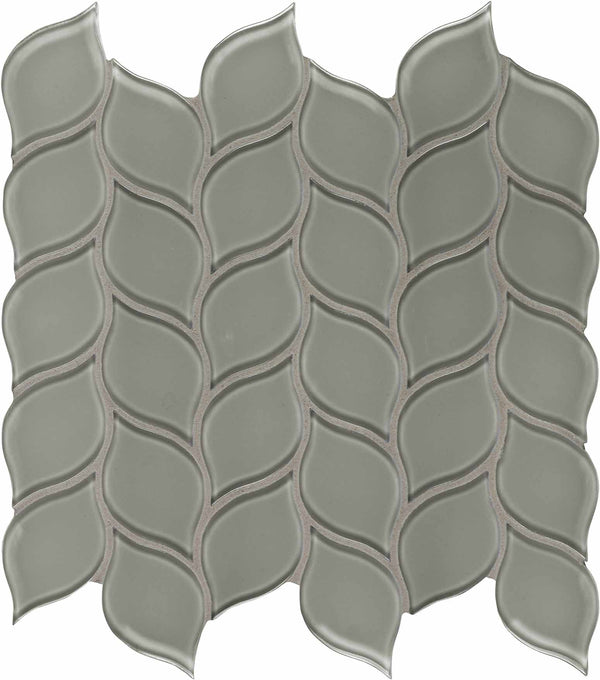 Anatolia Petal Element Dark Colors Glass Mosaic, SMOKE