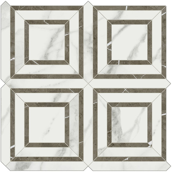 Anatolia Piazza Mayfair Polished Glazed Porcelain Mosaic, STATUARIO