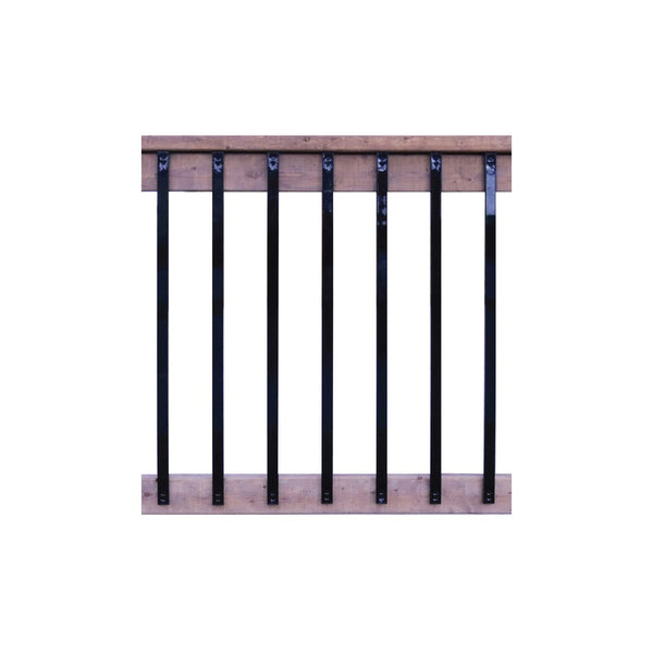 Nuvo Iron Rectangular Balusters - 38″ L. x 1″ W. Black Galvanized Steel Balusters (10 pcs)
