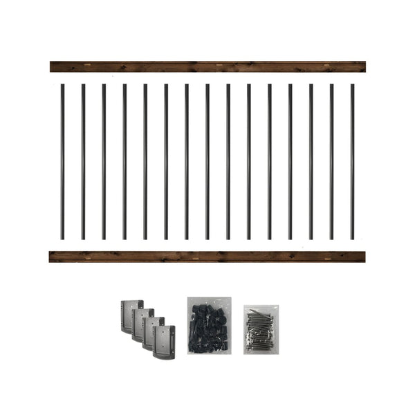 Nuvo Iron 6′ Long Pre-Drilled Pressure-Treated Wooden Railing Kit