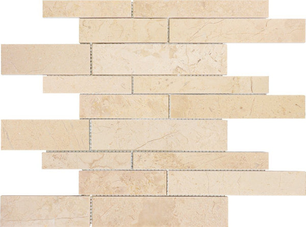 Anatolia Random Strip Berkshire Crema Polished Marble Mosaic