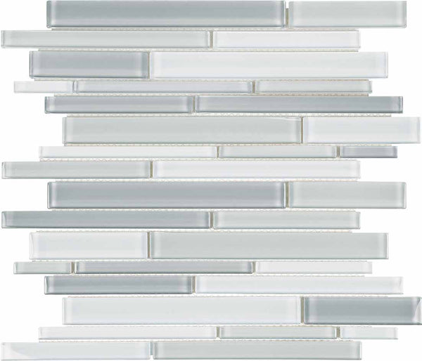 Anatolia Random Strip Element Blend Glass Mosaic, GREY