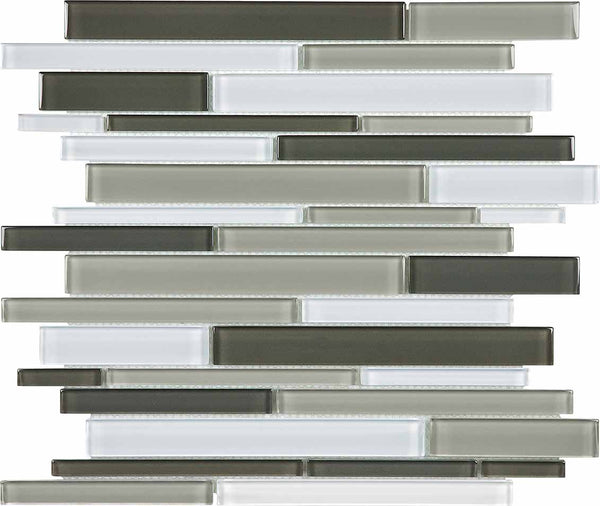 Anatolia Random Strip Element Blend Glass Mosaic, MINERAL