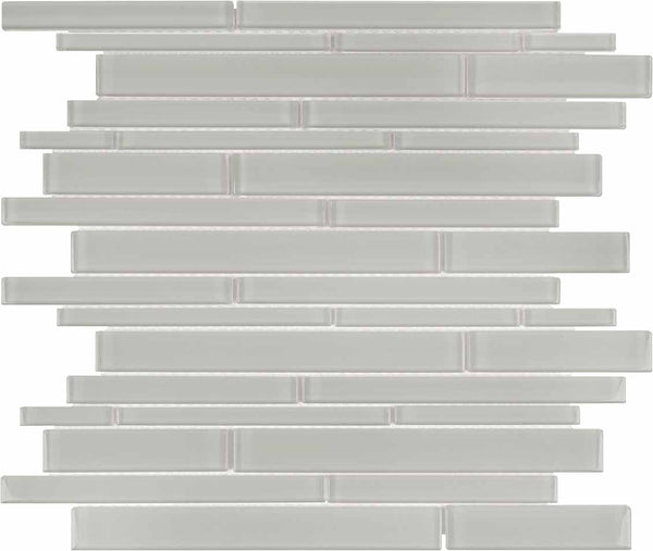 Anatolia Random Strip Element Dark Colors Glass Mosaic, MIST
