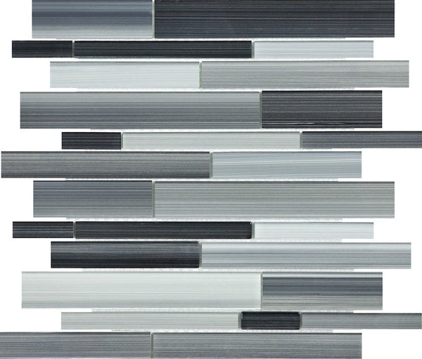 Anatolia Random Strip Fusion Glass Mosaic, CARBON