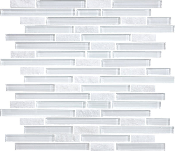Anatolia Random Strip Glass Slate Blend Mosaic, NORWEGIAN ICE