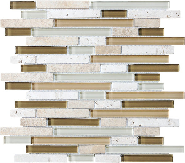 Anatolia Random Strip Glass Stone Blend Mosaic, BAMBOO