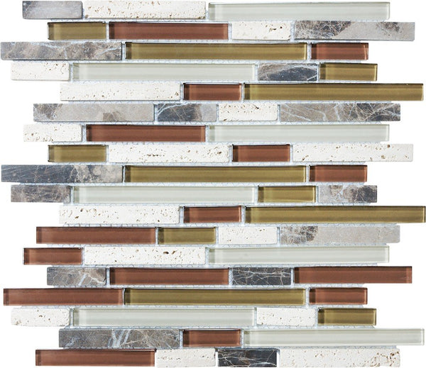 Anatolia Random Strip Glass Stone Blend Mosaic, CABERNET