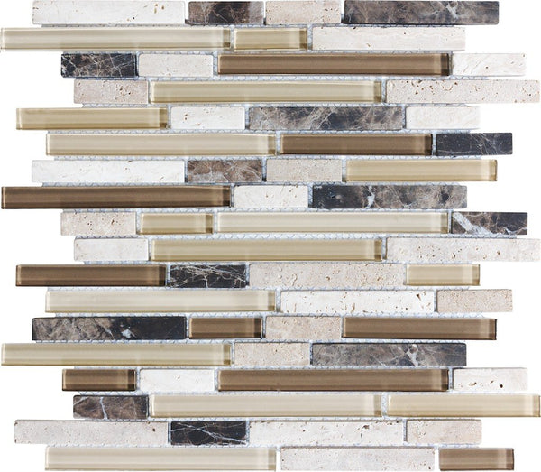 Anatolia Random Strip Glass Stone Blend Mosaic, CAPPUCCINO