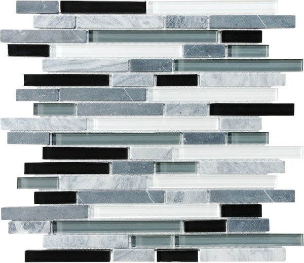 Anatolia Random Strip Glass Stone Blend Mosaic, MIDNIGHT