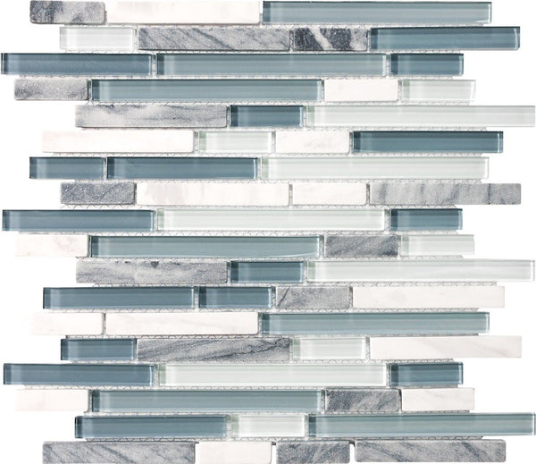 Anatolia Random Strip Glass Stone Blend Mosaic, WATERFALL