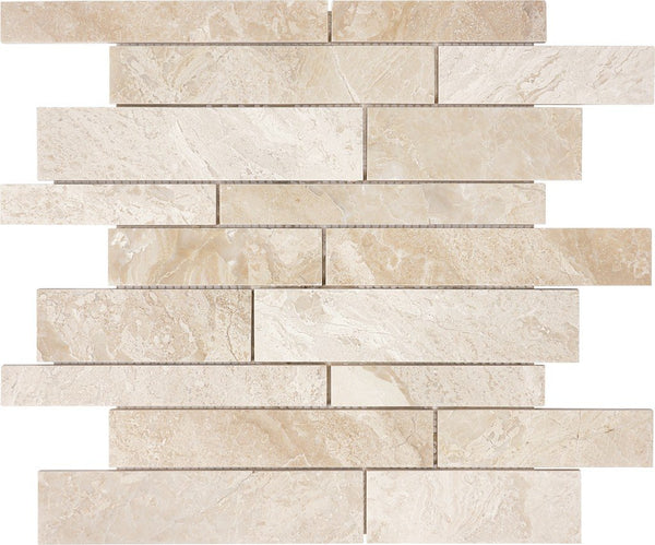 Anatolia Random Strip Impero Reale Honed Marble Mosaic