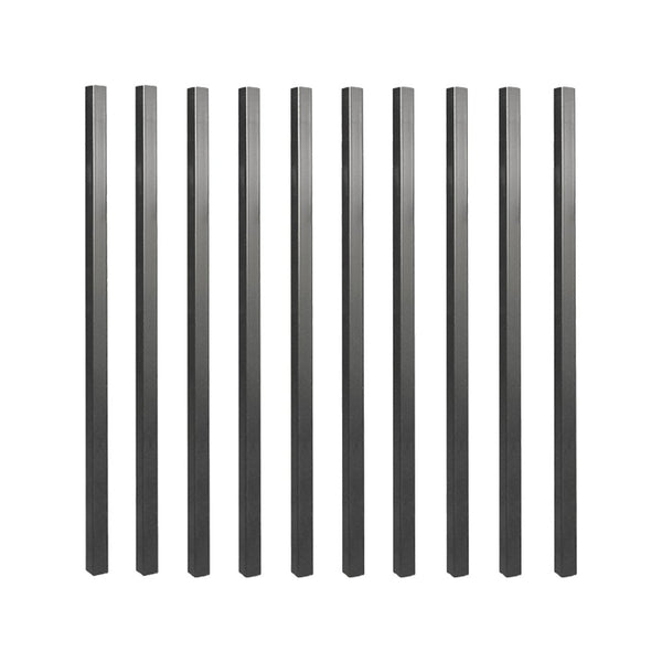 Nuvo Iron Square Balusters - 36″ L. x 3/4″ W. Black Square Tubing Galvanized Steel Balusters (10 pcs)