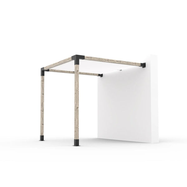 Toja Grid Wall Mount Pergola Kit with SHADE SAIL for 4x4 Wood Posts, 8' x 8' -White
