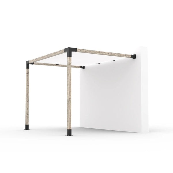 Toja Grid Wall Mount Pergola Kit with SHADE SAIL for 4x4 Wood Posts, 8' x 10' -White