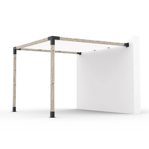 Toja Grid Wall Mount Pergola Kit with SHADE SAIL for 4x4 Wood Posts, 10' x 10' -White